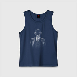 Майка детская хлопок Оппенгеймер Киллиан Мерфи с бритвой в шляпе, цвет: тёмно-синий