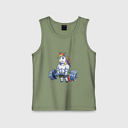 Майка детская хлопок Тяж единорог, цвет: авокадо