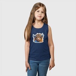 Майка детская хлопок Шотландский волосатый бык, цвет: тёмно-синий — фото 2