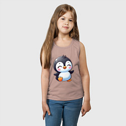 Майка детская хлопок Маленький радостный пингвинчик, цвет: пыльно-розовый — фото 2