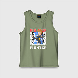 Майка детская хлопок Юный боец карате, цвет: авокадо