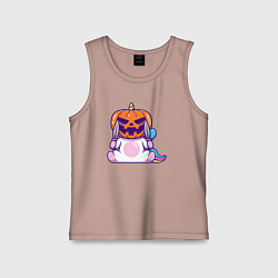 Майка детская хлопок Хэллоуин единорог, цвет: пыльно-розовый