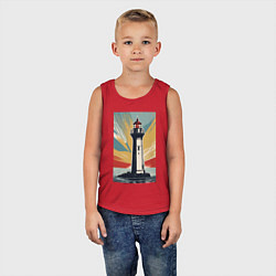 Майка детская хлопок Одинокий маяк, цвет: красный — фото 2
