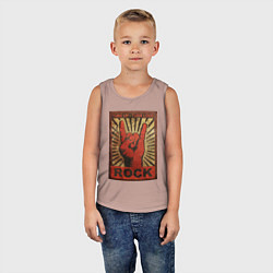 Майка детская хлопок Rock tune up turn loud жест коза, цвет: пыльно-розовый — фото 2