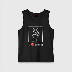 Майка детская хлопок I love bunny, цвет: черный