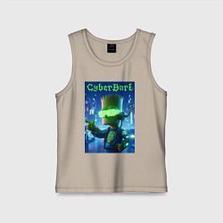 Майка детская хлопок Cyber Bart - neon glow ai art, цвет: миндальный
