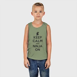 Майка детская хлопок Keep calm and ninja on, цвет: авокадо — фото 2