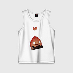 Майка детская хлопок Кальцифер сердце, цвет: белый