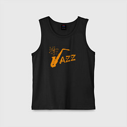 Майка детская хлопок Jazz sax, цвет: черный