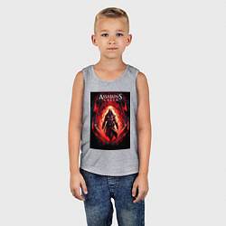 Майка детская хлопок Assassins creed свозь пламя, цвет: меланж — фото 2