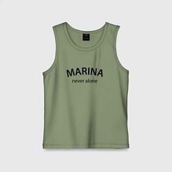 Майка детская хлопок Marina never alone - motto, цвет: авокадо