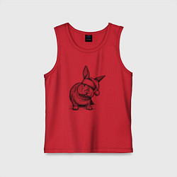 Майка детская хлопок Новогодний заяц, цвет: красный