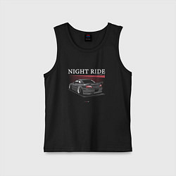 Майка детская хлопок Nissan skyline night ride, цвет: черный