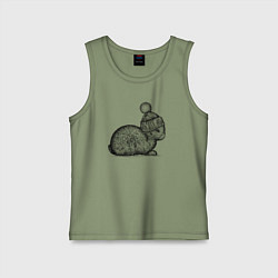 Майка детская хлопок Зайченок в шапке, цвет: авокадо