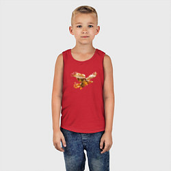 Майка детская хлопок Летящий орел и пейзаж, цвет: красный — фото 2