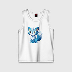 Майка детская хлопок Синий лисенок, цвет: белый