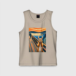 Майка детская хлопок Белка кричит - мем нейросеть, цвет: миндальный