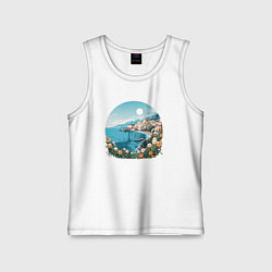 Майка детская хлопок Город у моря, цвет: белый