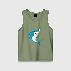 Майка детская хлопок Веселая добрая акула, цвет: авокадо