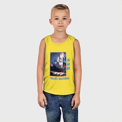 Майка детская хлопок Портрет Gojo Satoru - Магическая битва, цвет: желтый — фото 2