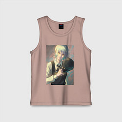 Майка детская хлопок Человек-бензопила Кига одна из четырех всадников, цвет: пыльно-розовый