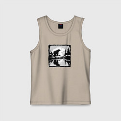 Майка детская хлопок Медведи жизнь в дикой природе, цвет: миндальный