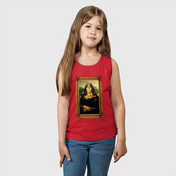 Майка детская хлопок Шварценеггер в образе мона лизы, цвет: красный — фото 2