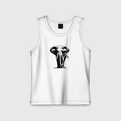 Майка детская хлопок Слон силуэт, цвет: белый