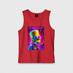 Майка детская хлопок Cyber Bart - neon glow fantasy, цвет: красный