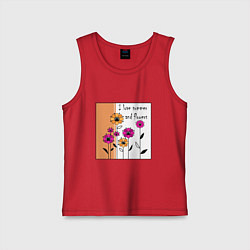 Майка детская хлопок Люблю лето и цветы, цвет: красный
