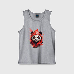 Майка детская хлопок Модная панда в красном капюшоне, цвет: меланж