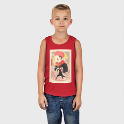 Майка детская хлопок Магическая битва Сукуна Рёмэн арт, цвет: красный — фото 2