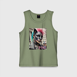 Детская майка Девушка кошка - панк не умер