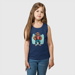 Майка детская хлопок Медведь на стиле, цвет: тёмно-синий — фото 2