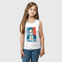 Майка детская хлопок Dwight false - офис, цвет: белый — фото 2