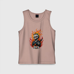 Майка детская хлопок Скелет рок музыкант, цвет: пыльно-розовый