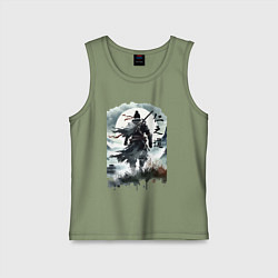 Майка детская хлопок Призрак Цусимы - Японский самурай, цвет: авокадо