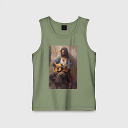 Майка детская хлопок Моряк гитарист, цвет: авокадо