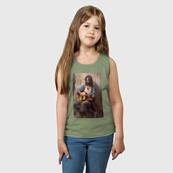 Майка детская хлопок Моряк гитарист, цвет: авокадо — фото 2