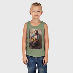 Майка детская хлопок Моряк гитарист, цвет: авокадо — фото 2