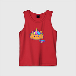 Майка детская хлопок Тако единорог милый, цвет: красный