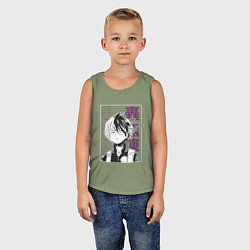 Майка детская хлопок Моя геройская академия Шото Тодороки, цвет: авокадо — фото 2