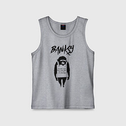 Майка детская хлопок Обезьяна граффити уличное искусство Banksy, цвет: меланж