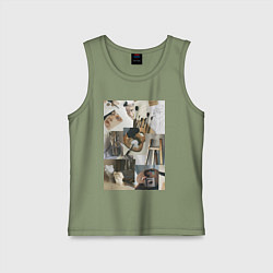 Майка детская хлопок Художник эстетика, цвет: авокадо