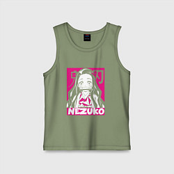 Майка детская хлопок Клинок рассекающий демонов Незуко Nezuko, цвет: авокадо