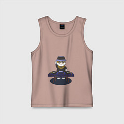 Майка детская хлопок Кот DJ, цвет: пыльно-розовый