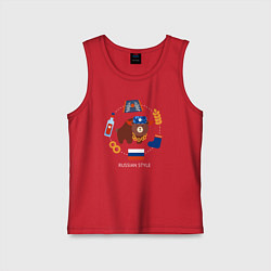 Майка детская хлопок Стереотипы о России с флагом, цвет: красный