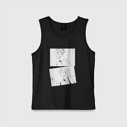 Майка детская хлопок Эмоции Сугуру Гето - Магическая битва, цвет: черный