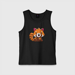 Майка детская хлопок Радостная красная панда, цвет: черный