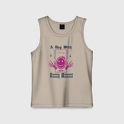 Майка детская хлопок A Day with Funny Moment Streetwear, цвет: миндальный